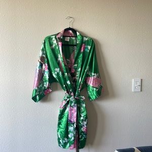 Women's Kimono Robe Short Satin Bathrobe Loungewear Sleepwear Bridal Robe